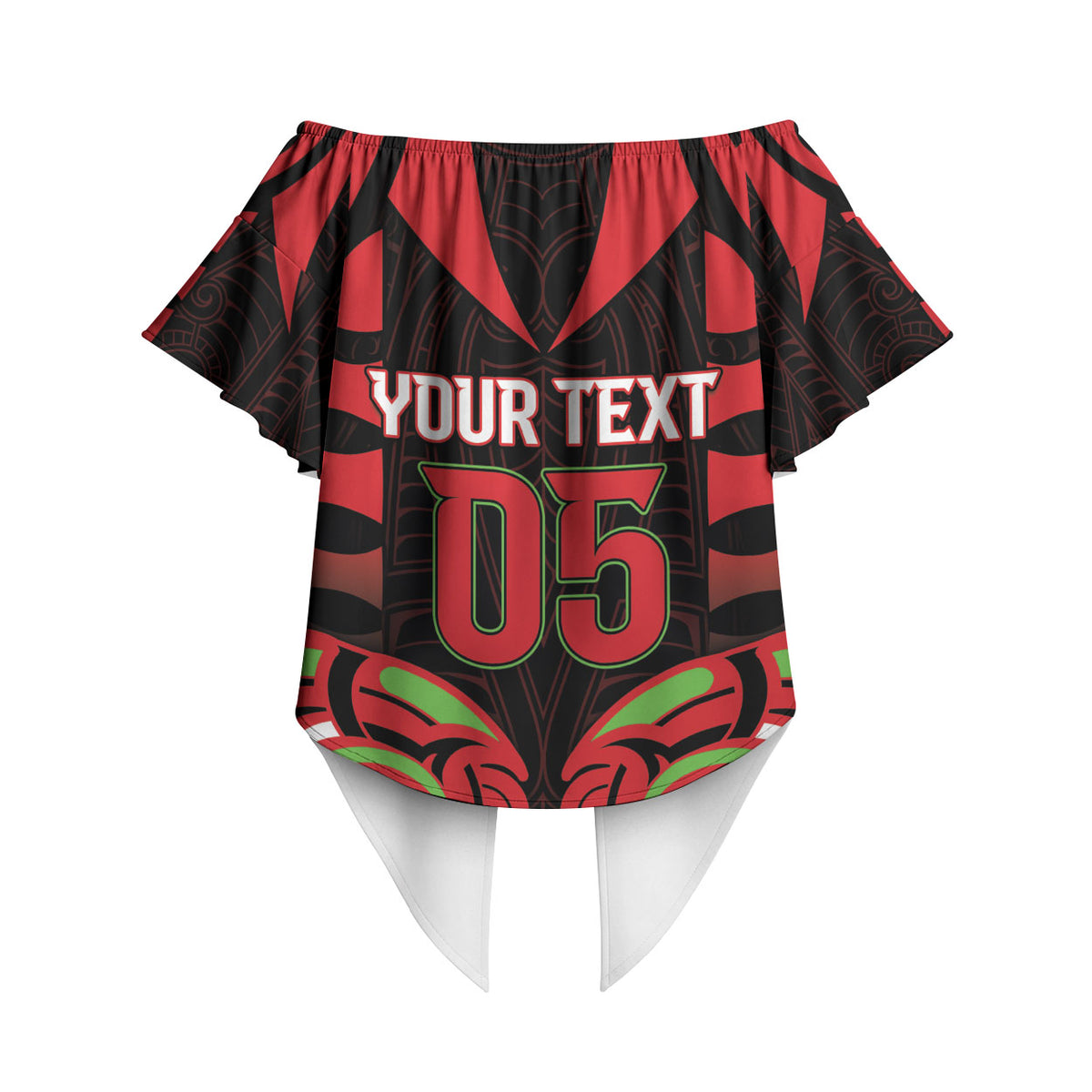 Custom Aotearoa Ngati Maru Off Shoulder Wrap Waist Top New Zealand Traditional Maori Pattern DT05 - Polynesian Pride