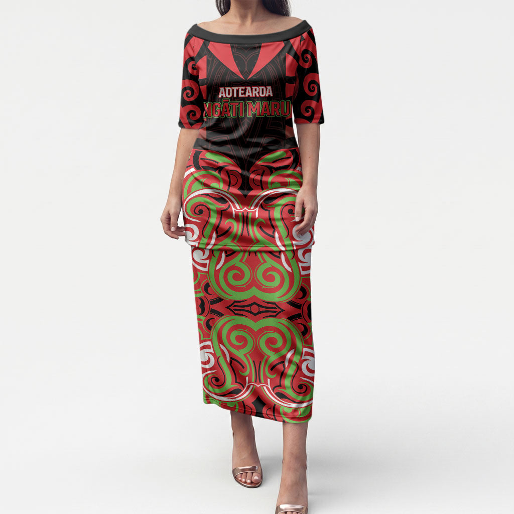 Custom Aotearoa Ngati Maru Puletasi New Zealand Traditional Maori Pattern DT05 Long Dress Red - Polynesian Pride