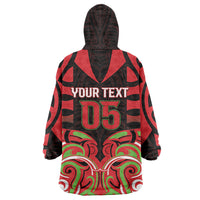 Custom Aotearoa Ngati Maru Wearable Blanket Hoodie New Zealand Traditional Maori Pattern DT05 - Polynesian Pride