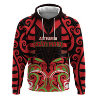 Custom Aotearoa Ngati Maru Zip Hoodie New Zealand Traditional Maori Pattern DT05 Pullover Hoodie Red - Polynesian Pride