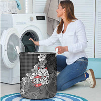 Black Palaka Hawaiian And Japanese Laundry Basket Maneki Neko And Sakura Bloom