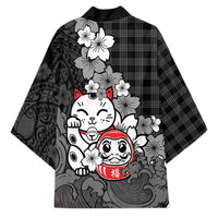 Black Palaka Hawaiian And Japanese Kimono Maneki Neko And Sakura Bloom