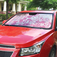 Pink Palaka Hawaiian And Japanese Auto Sun Shade Maneki Neko And Sakura Bloom