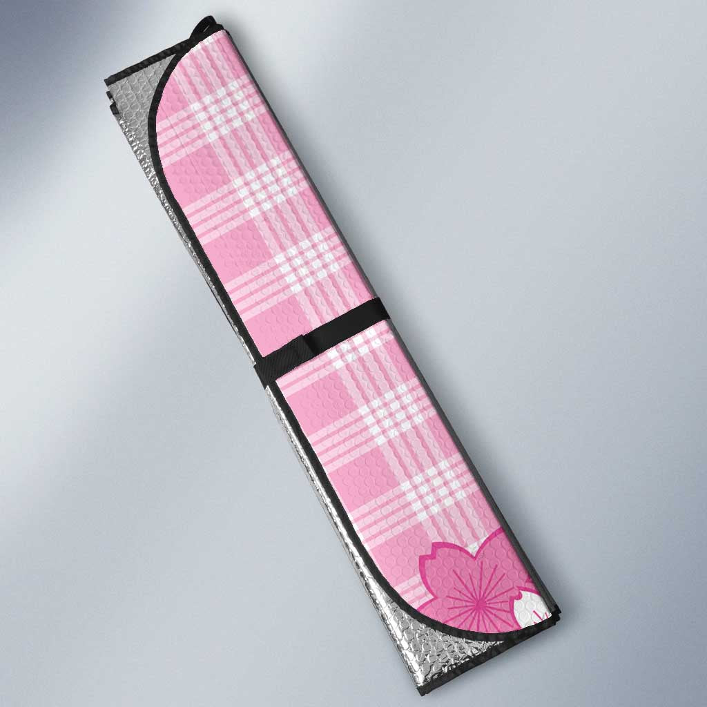 Pink Palaka Hawaiian And Japanese Auto Sun Shade Maneki Neko And Sakura Bloom