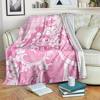 Pink Palaka Hawaiian And Japanese Blanket Maneki Neko And Sakura Bloom