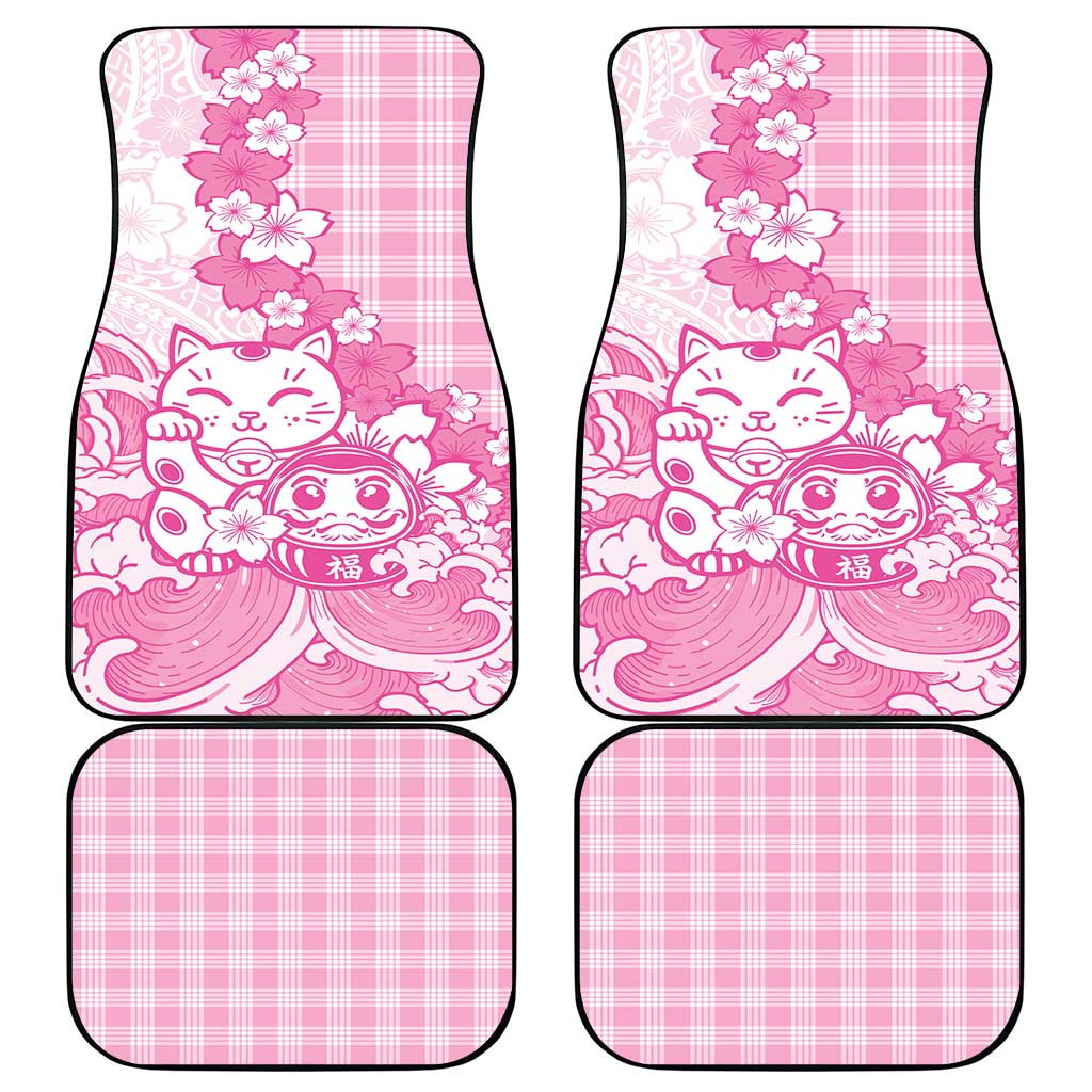 Pink Palaka Hawaiian And Japanese Car Mats Maneki Neko And Sakura Bloom