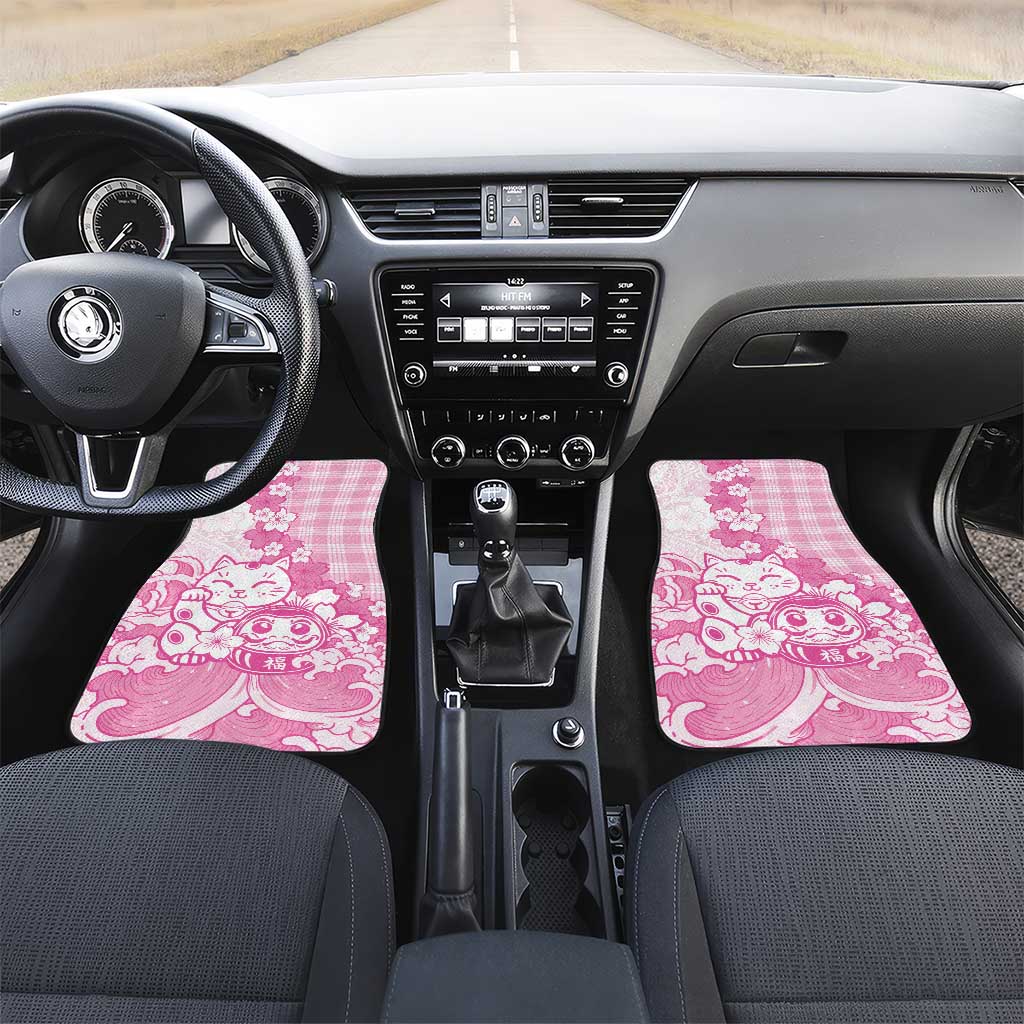 Pink Palaka Hawaiian And Japanese Car Mats Maneki Neko And Sakura Bloom
