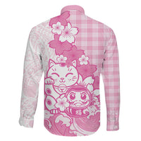 Pink Palaka Hawaiian And Japanese Family Matching Summer Maxi Dress and Hawaiian Shirt Maneki Neko And Sakura Bloom DT05 - Polynesian Pride