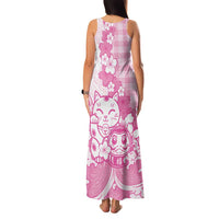 Pink Palaka Hawaiian And Japanese Family Matching Tank Maxi Dress and Hawaiian Shirt Maneki Neko And Sakura Bloom DT05 - Polynesian Pride