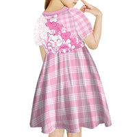 Pink Palaka Hawaiian And Japanese Kid Short Sleeve Dress Maneki Neko And Sakura Bloom