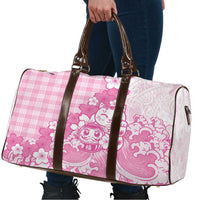 Pink Palaka Hawaiian And Japanese Travel Bag Maneki Neko And Sakura Bloom DT05 - Polynesian Pride