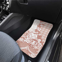 Beige Palaka Hawaiian And Japanese Car Mats Maneki Neko And Sakura Bloom