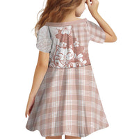 Beige Palaka Hawaiian And Japanese Family Matching Off The Shoulder Long Sleeve Dress and Hawaiian Shirt Maneki Neko And Sakura Bloom DT05 - Polynesian Pride