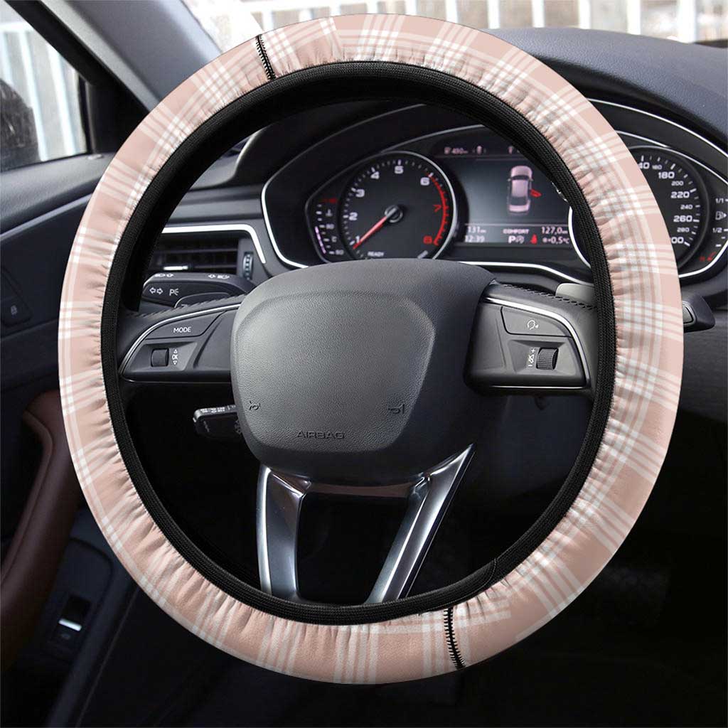Beige Palaka Hawaiian And Japanese Steering Wheel Cover Maneki Neko And Sakura Bloom