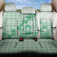 Green Palaka Hawaiian And Japanese Back Car Seat Cover Maneki Neko And Sakura Bloom DT05 One Size Green - Polynesian Pride