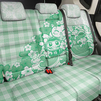 Green Palaka Hawaiian And Japanese Back Car Seat Cover Maneki Neko And Sakura Bloom DT05 - Polynesian Pride