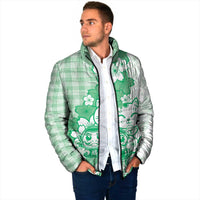 Green Palaka Hawaiian And Japanese Padded Jacket Maneki Neko And Sakura Bloom