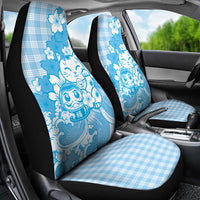 Blue Palaka Hawaiian And Japanese Car Seat Cover Maneki Neko And Sakura Bloom