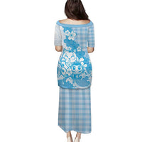 Blue Palaka Hawaiian And Japanese Family Matching Puletasi and Hawaiian Shirt Maneki Neko And Sakura Bloom DT05 - Polynesian Pride