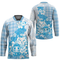 Blue Palaka Hawaiian And Japanese Hockey Jersey Maneki Neko And Sakura Bloom DT05 - Polynesian Pride