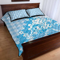 Blue Palaka Hawaiian And Japanese Quilt Bed Set Maneki Neko And Sakura Bloom