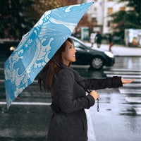 Blue Palaka Hawaiian And Japanese Umbrella Maneki Neko And Sakura Bloom
