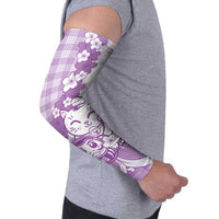 Purple Palaka Hawaiian And Japanese Arm Sleeves Maneki Neko And Sakura Bloom