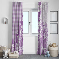 Purple Palaka Hawaiian And Japanese Window Curtain Maneki Neko And Sakura Bloom