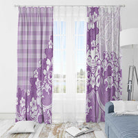 Purple Palaka Hawaiian And Japanese Window Curtain Maneki Neko And Sakura Bloom