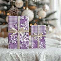 Purple Palaka Hawaiian And Japanese Wrapping Paper Maneki Neko And Sakura Bloom