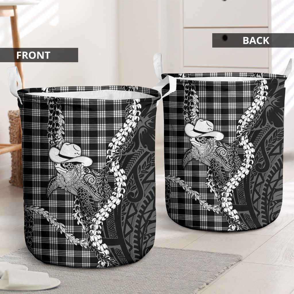 Black Hawaii Palaka Cowboy Turtle Laundry Basket Hawaiian Paniolo Puakenikeni Maile Lei