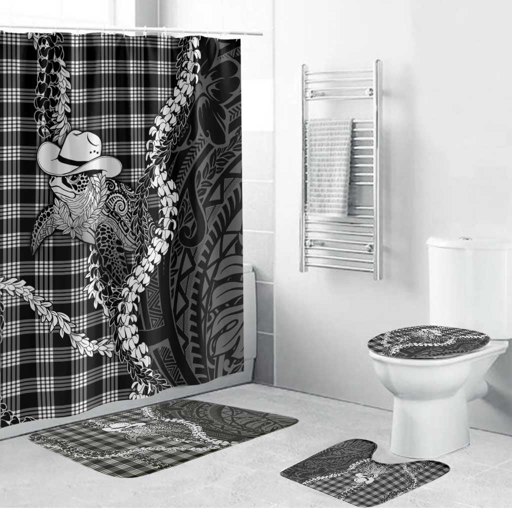 Black Hawaii Palaka Cowboy Turtle Bathroom Set Hawaiian Paniolo Puakenikeni Maile Lei