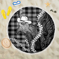 Black Hawaii Palaka Cowboy Turtle Beach Blanket Hawaiian Paniolo Puakenikeni Maile Lei