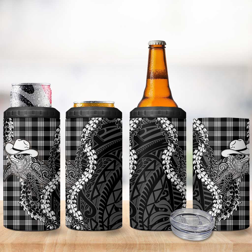 Black Hawaii Palaka Cowboy Turtle 4 in 1 Can Cooler Tumbler Hawaiian Paniolo Puakenikeni Maile Lei DT05 - Polynesian Pride