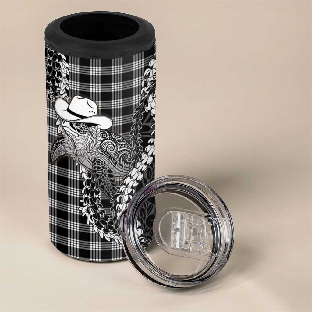 Black Hawaii Palaka Cowboy Turtle 4 in 1 Can Cooler Tumbler Hawaiian Paniolo Puakenikeni Maile Lei DT05 - Polynesian Pride