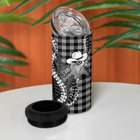Black Hawaii Palaka Cowboy Turtle 4 in 1 Can Cooler Tumbler Hawaiian Paniolo Puakenikeni Maile Lei DT05 - Polynesian Pride