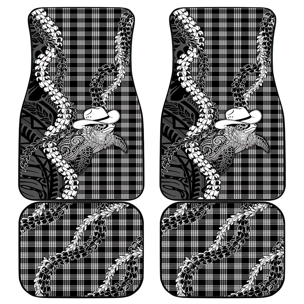 Black Hawaii Palaka Cowboy Turtle Car Mats Hawaiian Paniolo Puakenikeni Maile Lei DT05 - Polynesian Pride