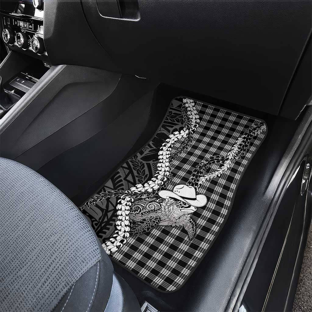 Black Hawaii Palaka Cowboy Turtle Car Mats Hawaiian Paniolo Puakenikeni Maile Lei DT05 - Polynesian Pride