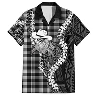 Black Hawaii Palaka Cowboy Turtle Family Matching Off The Shoulder Long Sleeve Dress and Hawaiian Shirt Hawaiian Paniolo Puakenikeni Maile Lei DT05 Dad's Shirt - Short Sleeve Black - Polynesian Pride