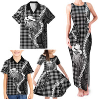 Black Hawaii Palaka Cowboy Turtle Family Matching Tank Maxi Dress and Hawaiian Shirt Hawaiian Paniolo Puakenikeni Maile Lei DT05 - Polynesian Pride