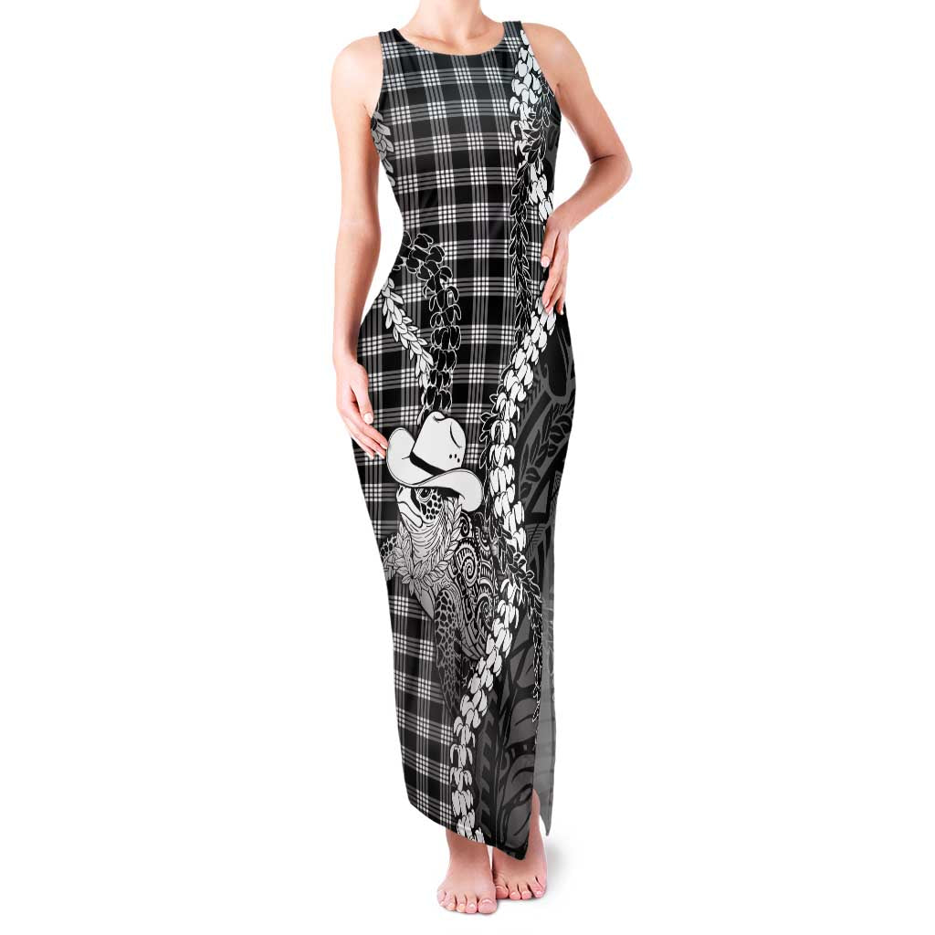 Black Hawaii Palaka Cowboy Turtle Family Matching Tank Maxi Dress and Hawaiian Shirt Hawaiian Paniolo Puakenikeni Maile Lei DT05 Mom's Dress Black - Polynesian Pride