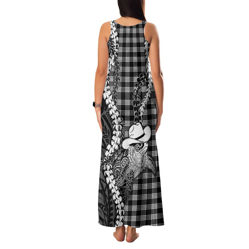 Black Hawaii Palaka Cowboy Turtle Family Matching Tank Maxi Dress and Hawaiian Shirt Hawaiian Paniolo Puakenikeni Maile Lei DT05 - Polynesian Pride