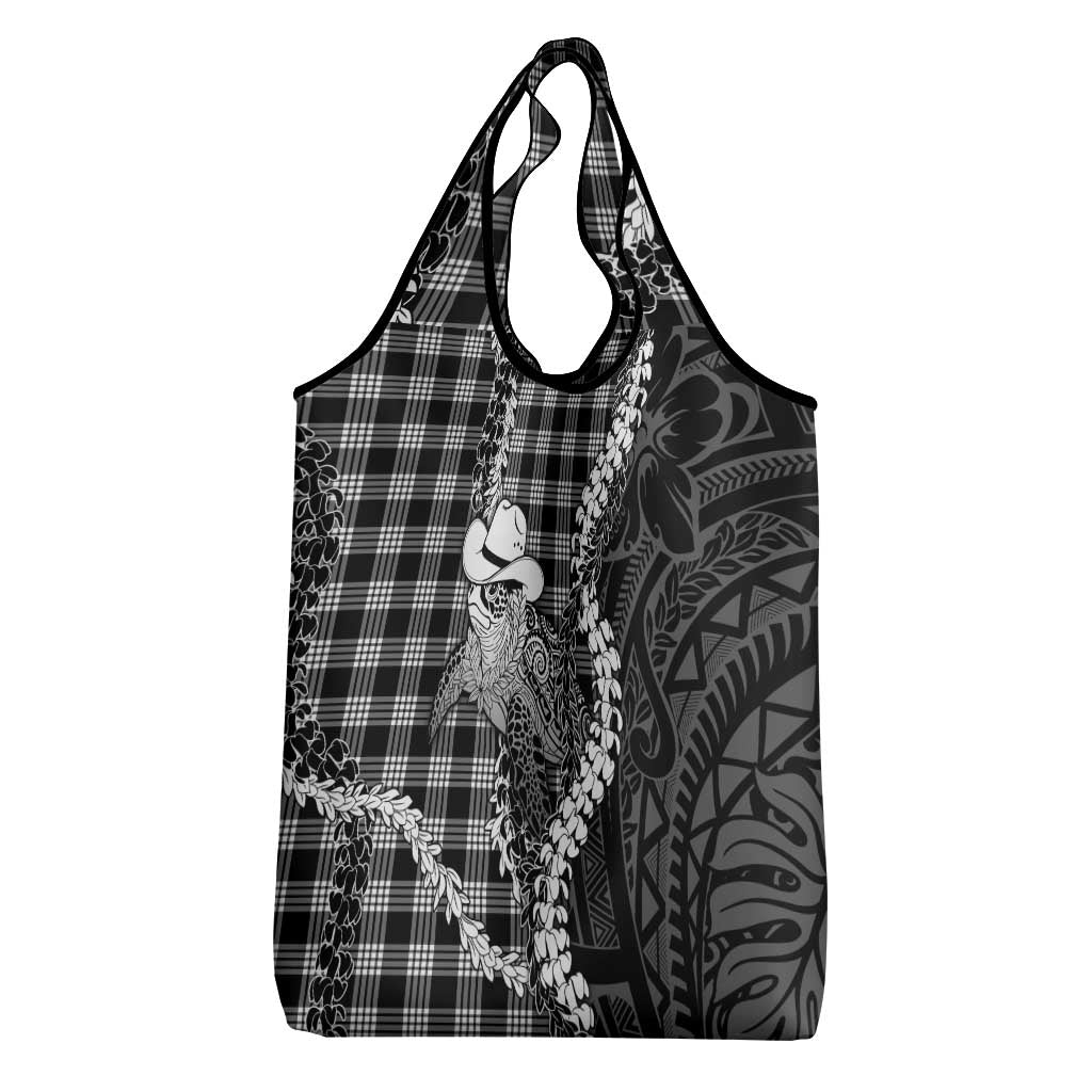 Black Hawaii Palaka Cowboy Turtle Grocery Bag Hawaiian Paniolo Puakenikeni Maile Lei DT05 - Polynesian Pride