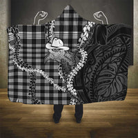 Black Hawaii Palaka Cowboy Turtle Hooded Blanket Hawaiian Paniolo Puakenikeni Maile Lei DT05 - Polynesian Pride