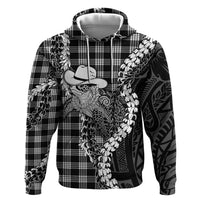 Black Hawaii Palaka Cowboy Turtle Hoodie Hawaiian Paniolo Puakenikeni Maile Lei DT05 Pullover Hoodie Black - Polynesian Pride