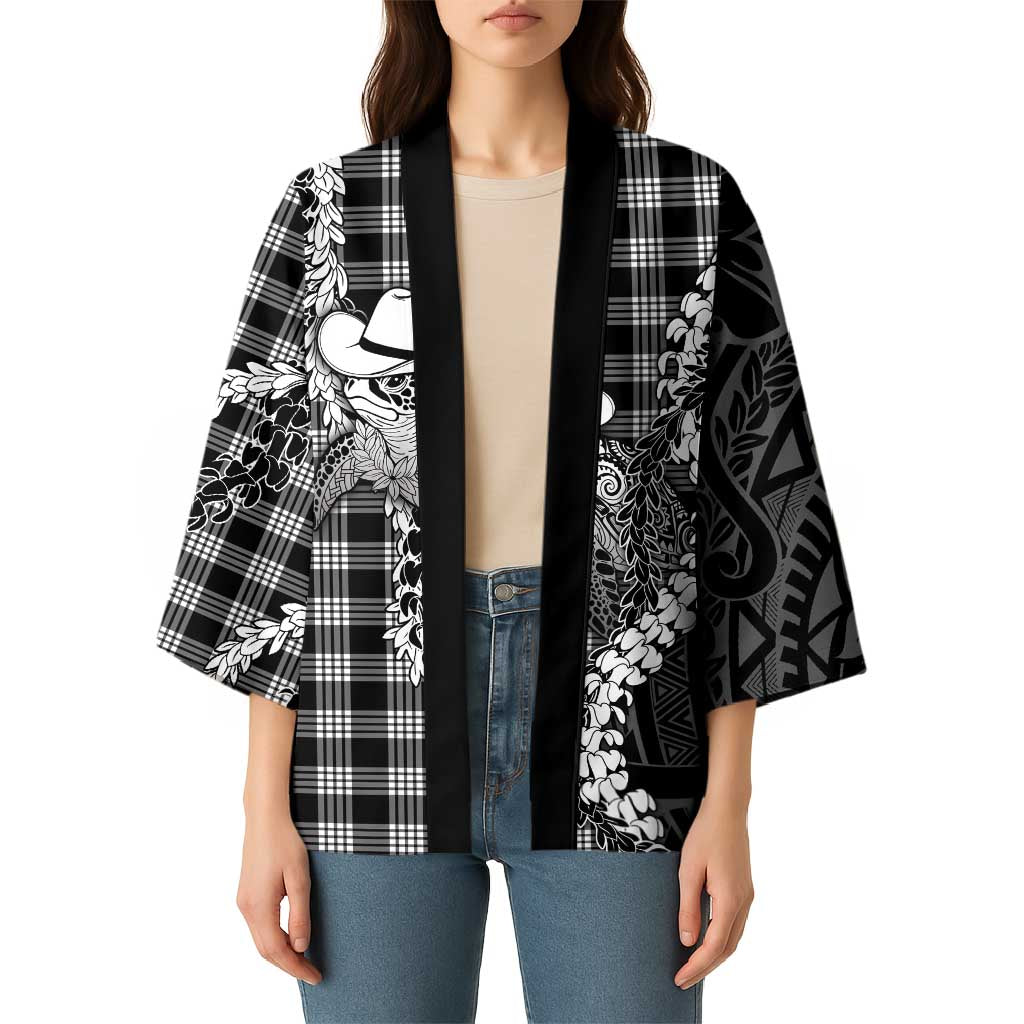 Black Hawaii Palaka Cowboy Turtle Kimono Hawaiian Paniolo Puakenikeni Maile Lei