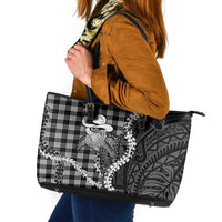 Black Hawaii Palaka Cowboy Turtle Leather Tote Bag Hawaiian Paniolo Puakenikeni Maile Lei DT05 Black - Polynesian Pride