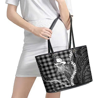 Black Hawaii Palaka Cowboy Turtle Leather Tote Bag Hawaiian Paniolo Puakenikeni Maile Lei DT05 - Polynesian Pride