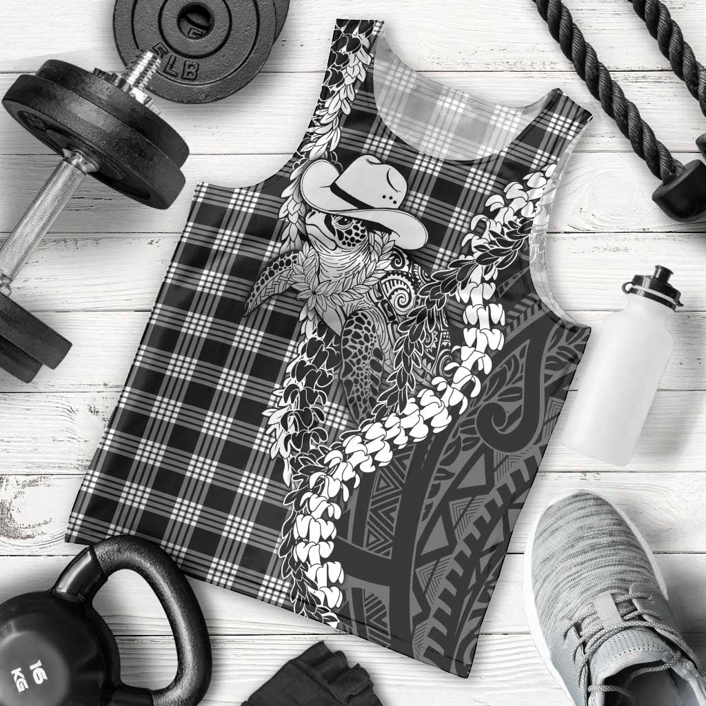 Black Hawaii Palaka Cowboy Turtle Men Tank Top Hawaiian Paniolo Puakenikeni Maile Lei DT05 - Polynesian Pride