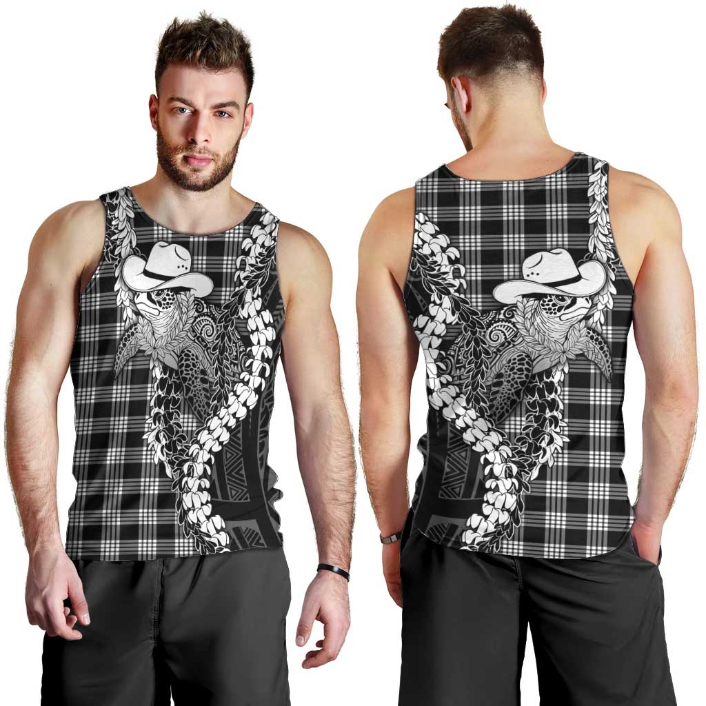 Black Hawaii Palaka Cowboy Turtle Men Tank Top Hawaiian Paniolo Puakenikeni Maile Lei DT05 - Polynesian Pride